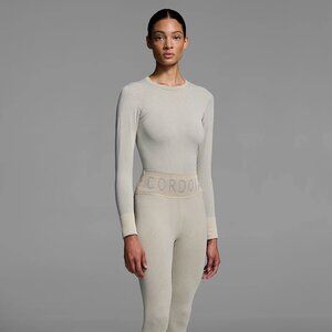 NWT Cordova Baselayer Compression Rib-Knit Ski Top ECRU